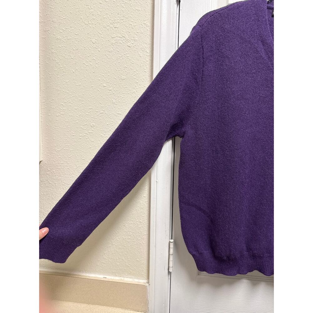 Paul Stuart Mens Royal Purple Alpaca Knit V Neck Long Sleeve Sweater Size Med - Picture 4 of 6